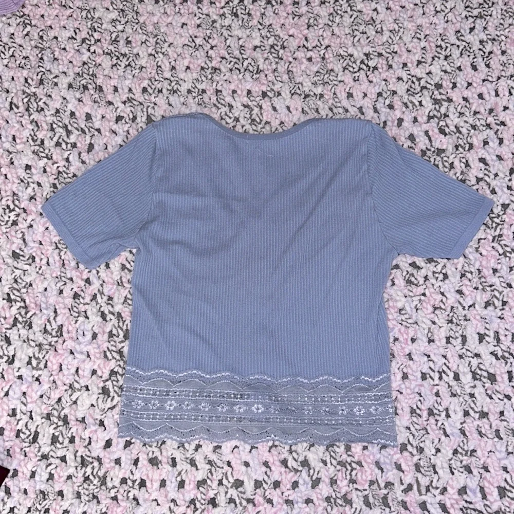 Light Blue Ribbed Crop - Picture 2 of 2